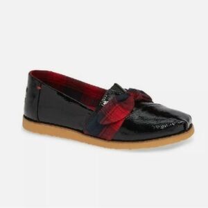 NWOT Toms Alpargata Bow Slip-on In Black Plaid Fabrica Size 8.5